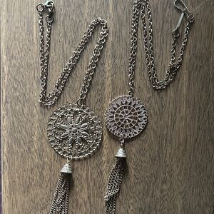 2 Filigree Pendant Necklace with Tassels